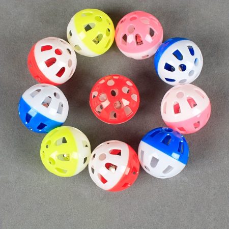 10pcs Interactive Cat with Bells - Rolling, Pouncing, Batting - Hollow Ball Design for Indoor Play, Exercise, Mental Stimulation - No Batteries Needed - Safe for Kittens & Cats - Multi-Color (Red, Blue, Yellow, Green,) - Durable Plastic Construction - Ide