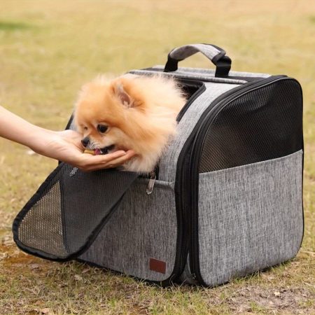 Must-Have Pet Stroller Backpack! 2-in-1 Carrier For Cats & Small Dogs, Large Foldable With Dual-Door Ventilation