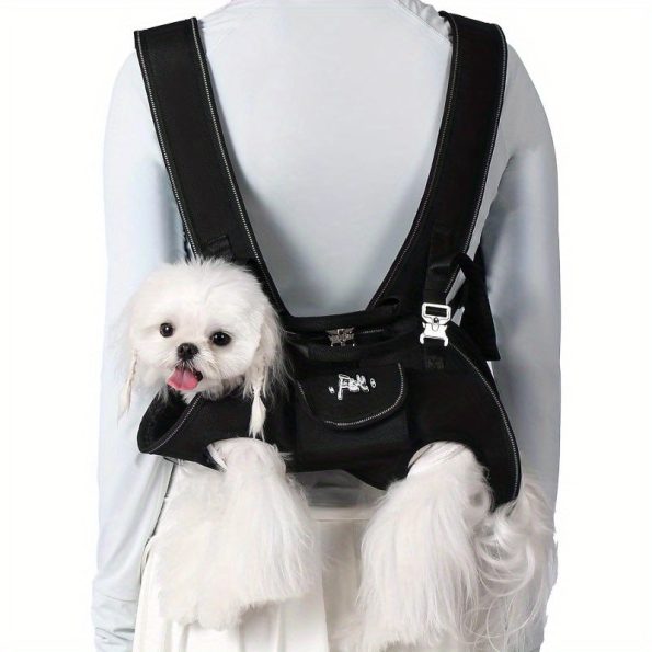 Spine-Friendly Horizontal Dog Backpack Carrier for Small Dogs up to 59 lbs - 3-Way Secure-Carry (Front/Back/Handheld), Adjustable Padded Straps & Legs-Out Comfort, Durable Oxford & Mesh Design for Travel Hiking Cycling (Black, Size S), Pet Carrier Backpac