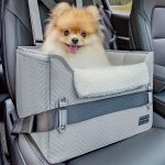 PETSFIT Dog Booster Seat, Portable Dog Car Seats For Small Dogs With Clip-On Leash, Patent Safe Buckles, Dog Booster Car Seat Suitable For Small Pets Up To 25lbs (Light Grey)