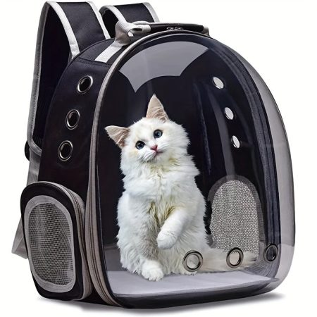 1pc Transparent Breathable Cat Backpack, Portable Panoramic Pet Carrier with Ventilation Holes, Lightweight PVC Cat Travel Bag for Outdoor Use, Ventilated Pet Carrier for Cat