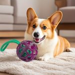 Two Durable Dog Training Balls, Rope Dog Ball Toys, Exercise And Reward Dog Chewing Training, Indoor And Outdoor Game Interaction. Suitable For Small And Medium-sized Dogs, Purple Orange, Without Battery
